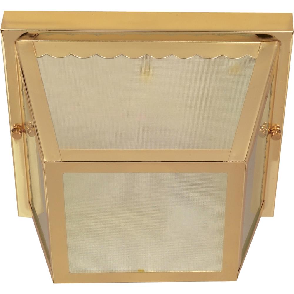Nuvo Lighting 60/471  2 Light - 10" - Carport Flush Mount - With Textured Frosted Glass in Polished Brass Finish